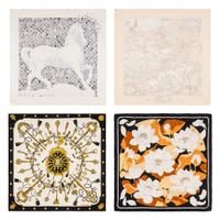 Hermès, Four Silk Scarves 90