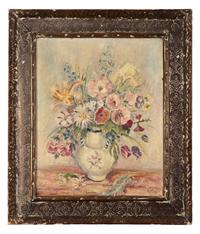 Two Works: Floral Still Life in White Vase; together with Floral Still Life in Green Vase (2)