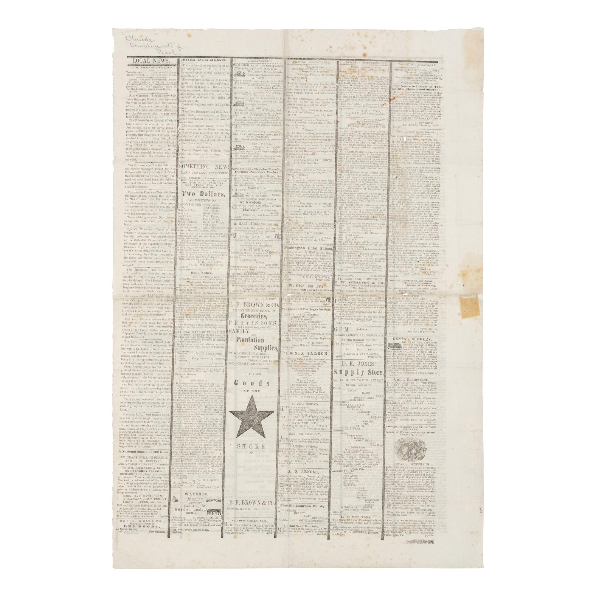 [LINCOLN ASSASSINATION]. A group of 6 newspapers, comprising: