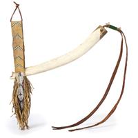 Comanche Elk Antler Quirt, with Beaded Hide Wrist Strap