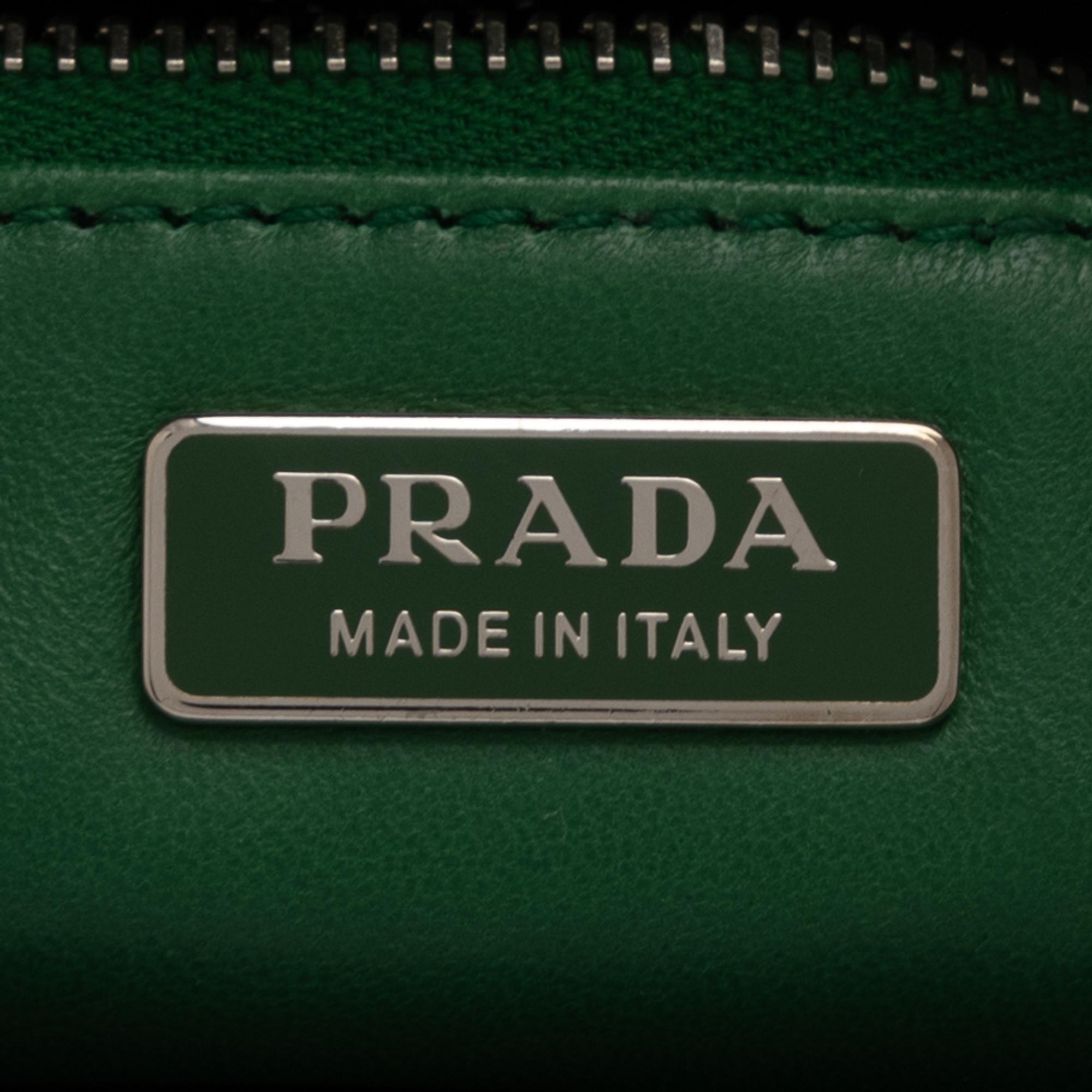 Prada, Shoulder Bag in Leopard-Print Pony Hair & Green Ostrich