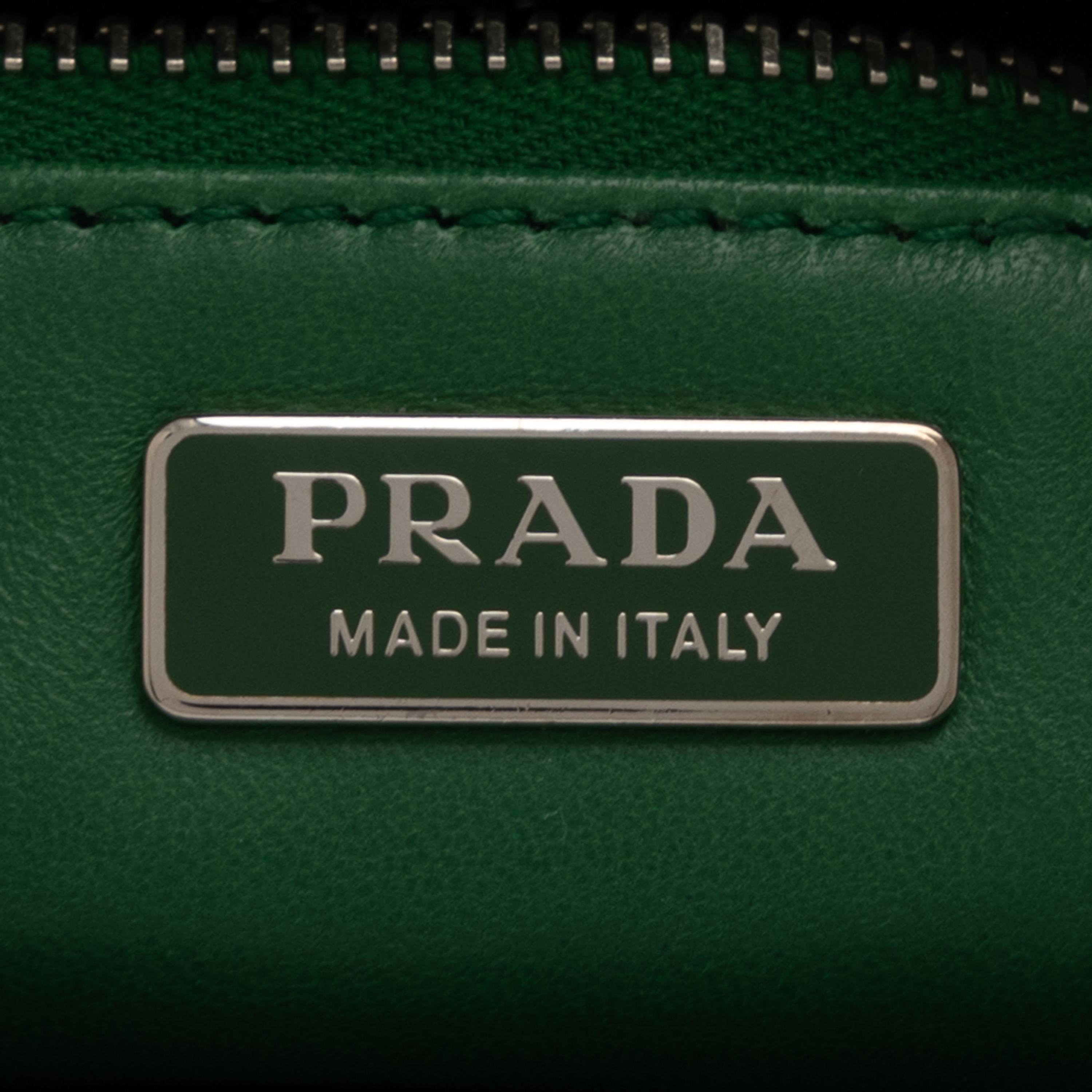 Prada, Shoulder Bag in Leopard-Print Pony Hair & Green Ostrich