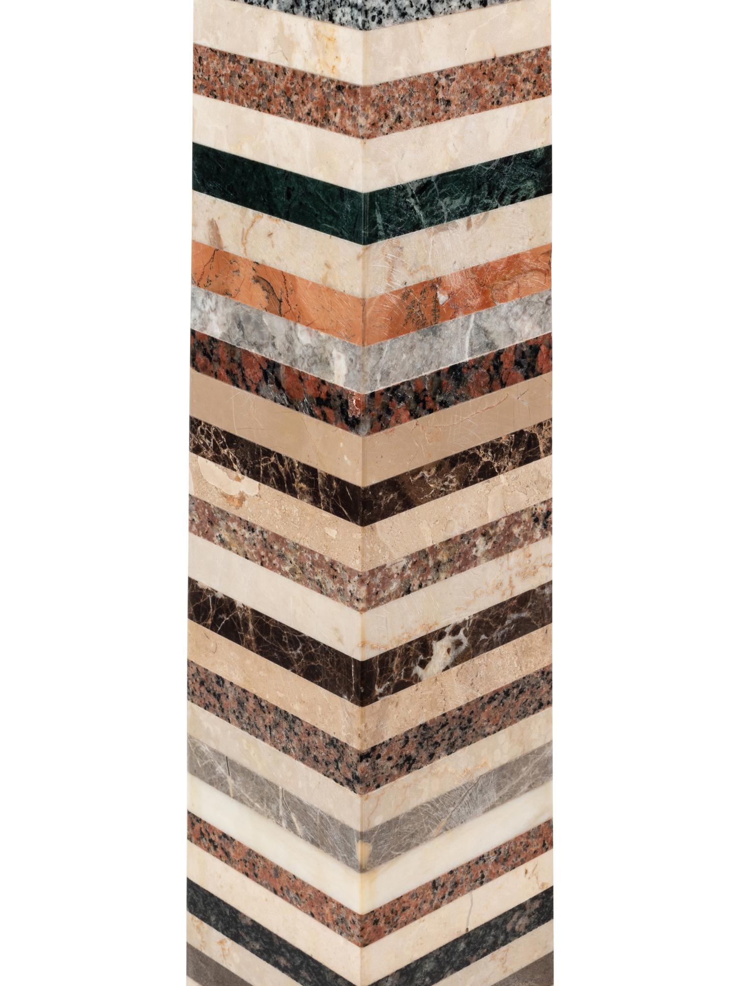 A Pair of Large Grand Tour Style Specimen Marble Obelisks
