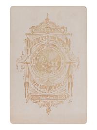 [EARLY PHOTOGRAPHY]. Cabinet card of an advertising display for BRADLEY & RULOFSON at an exhibit.