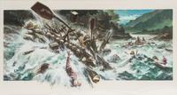 Reynold Brown, (American, 1917-1991), How the West Was Won 1962, two works, depicting "The Settlers' Raft is Caught in the Rapids" for