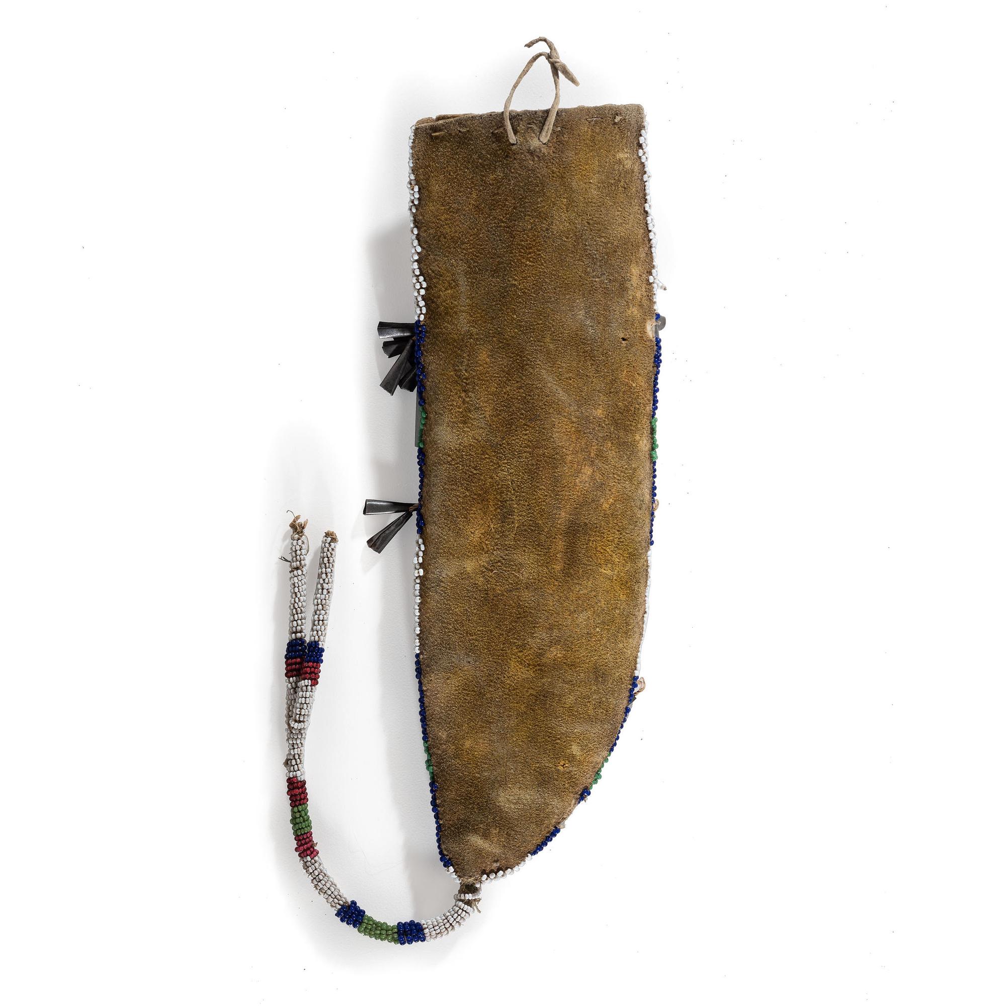 Central Plains Beaded Buffalo Hide Knife Sheath