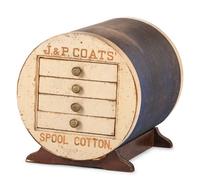 A Painted Wood Figural J&P Coats Spool Cabinet