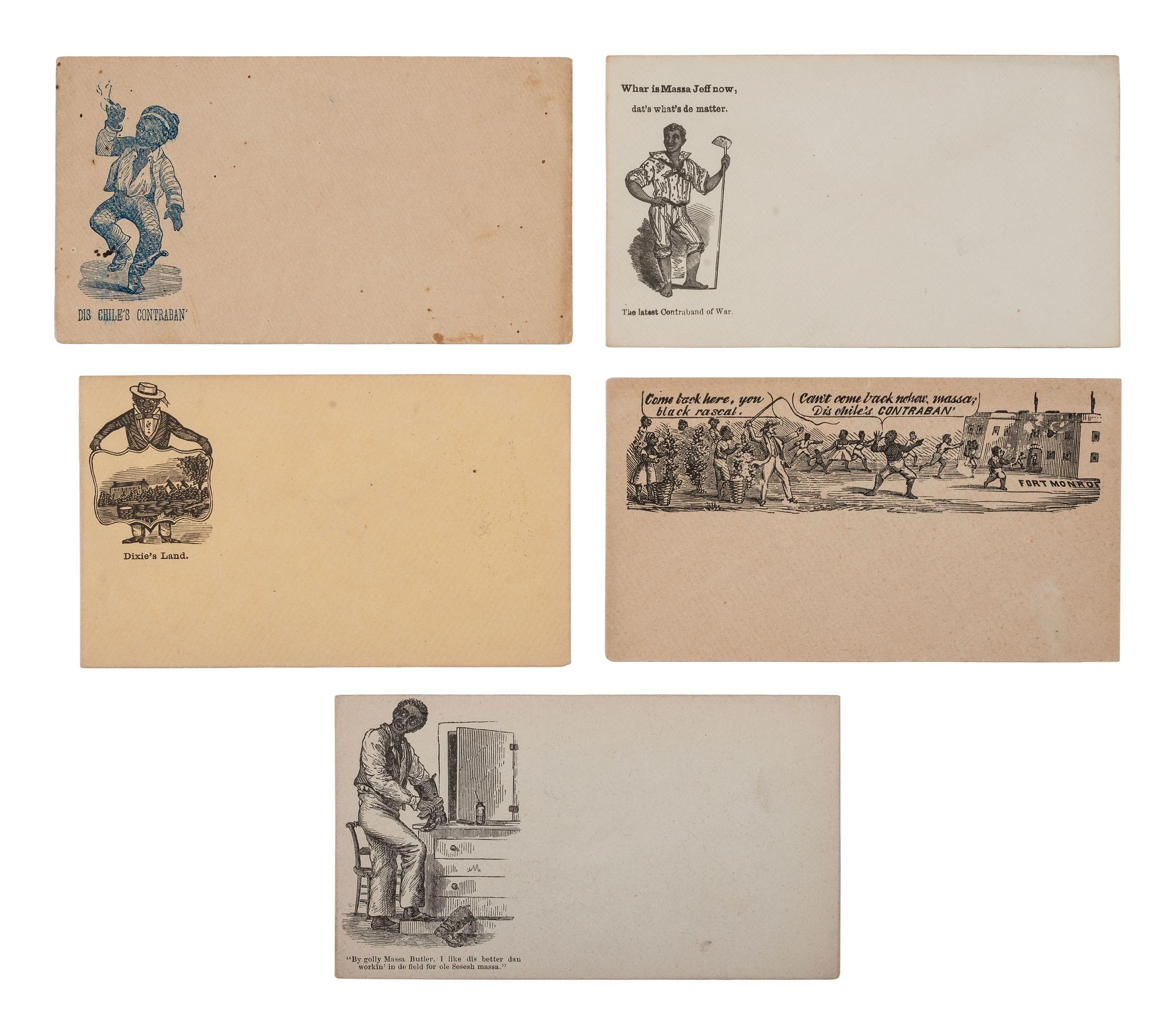 [CIVIL WAR]. A group of 9 illustrated covers featuring political cartoons depicting African American subjects.