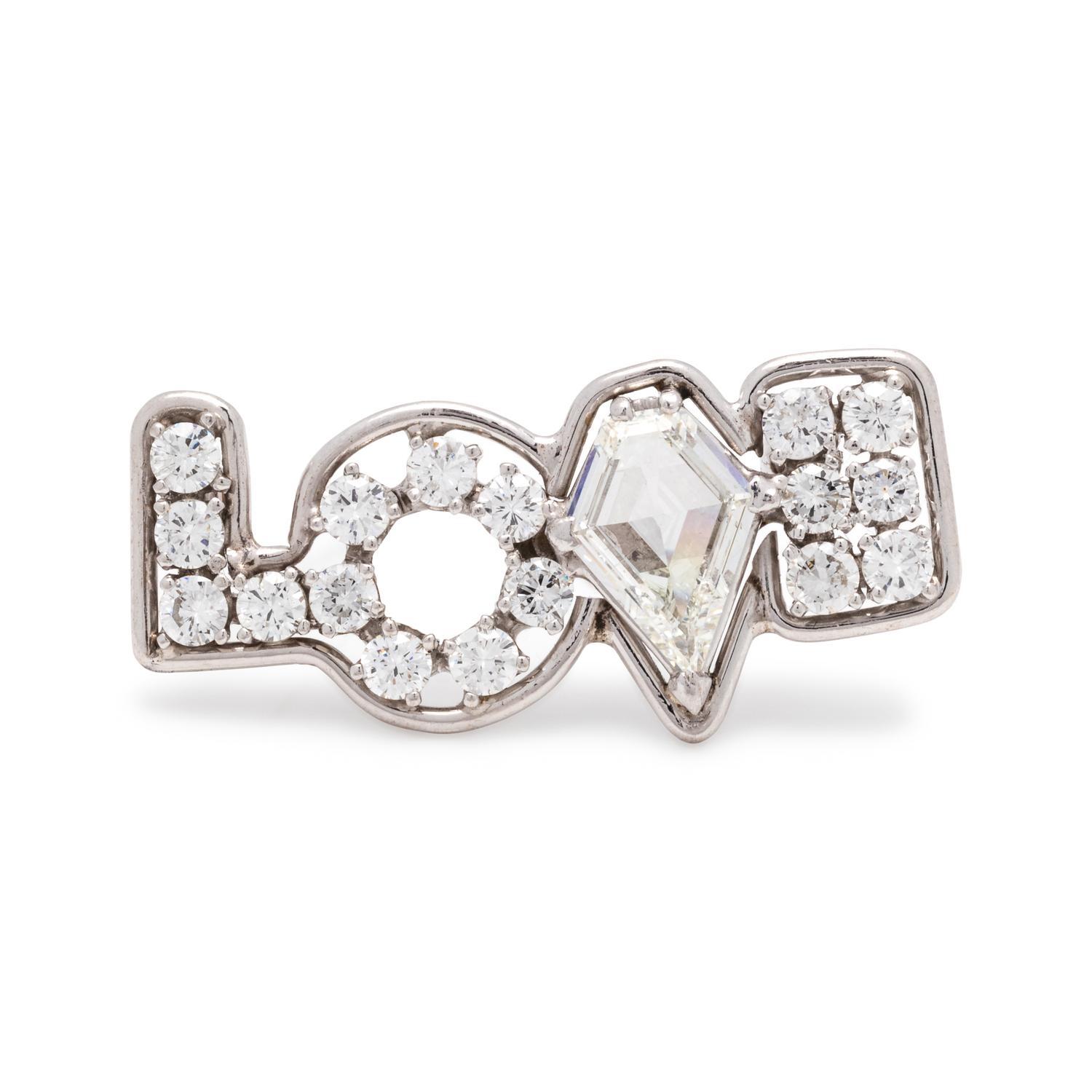 DIAMOND 'LOVE' BROOCH