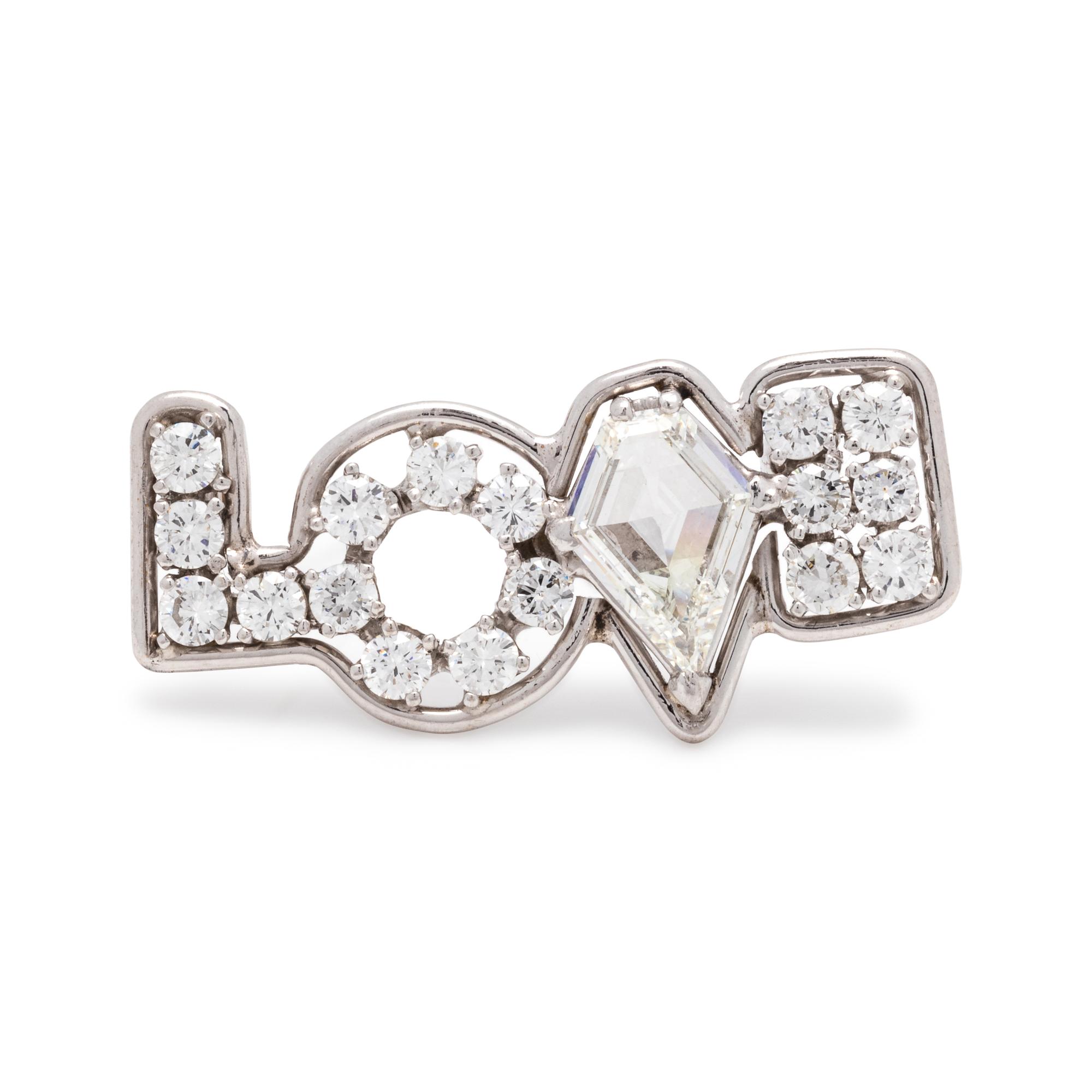 DIAMOND 'LOVE' BROOCH
