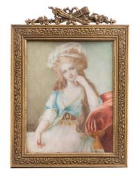 A Continental Portrait Miniature 5 3/8 x 4 1/8 inches.