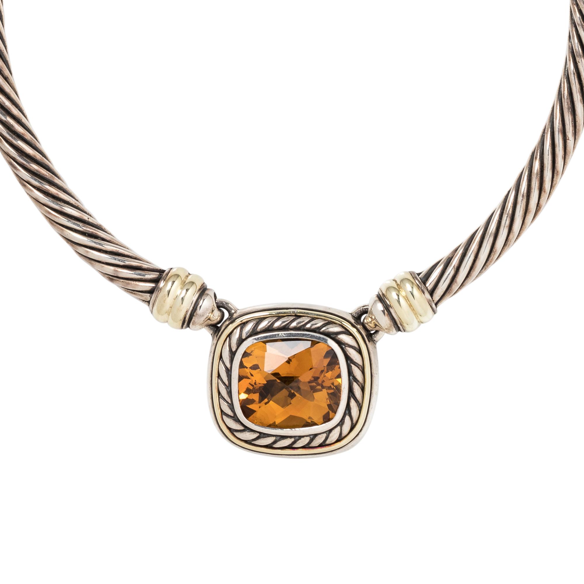 DAVID YURMAN, STERLING SILVER, YELLOW GOLD AND CITIRINE NECKLACE