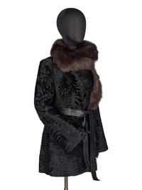 Norman Ambrose Black Persian Lamb Jacket with Sable Collar