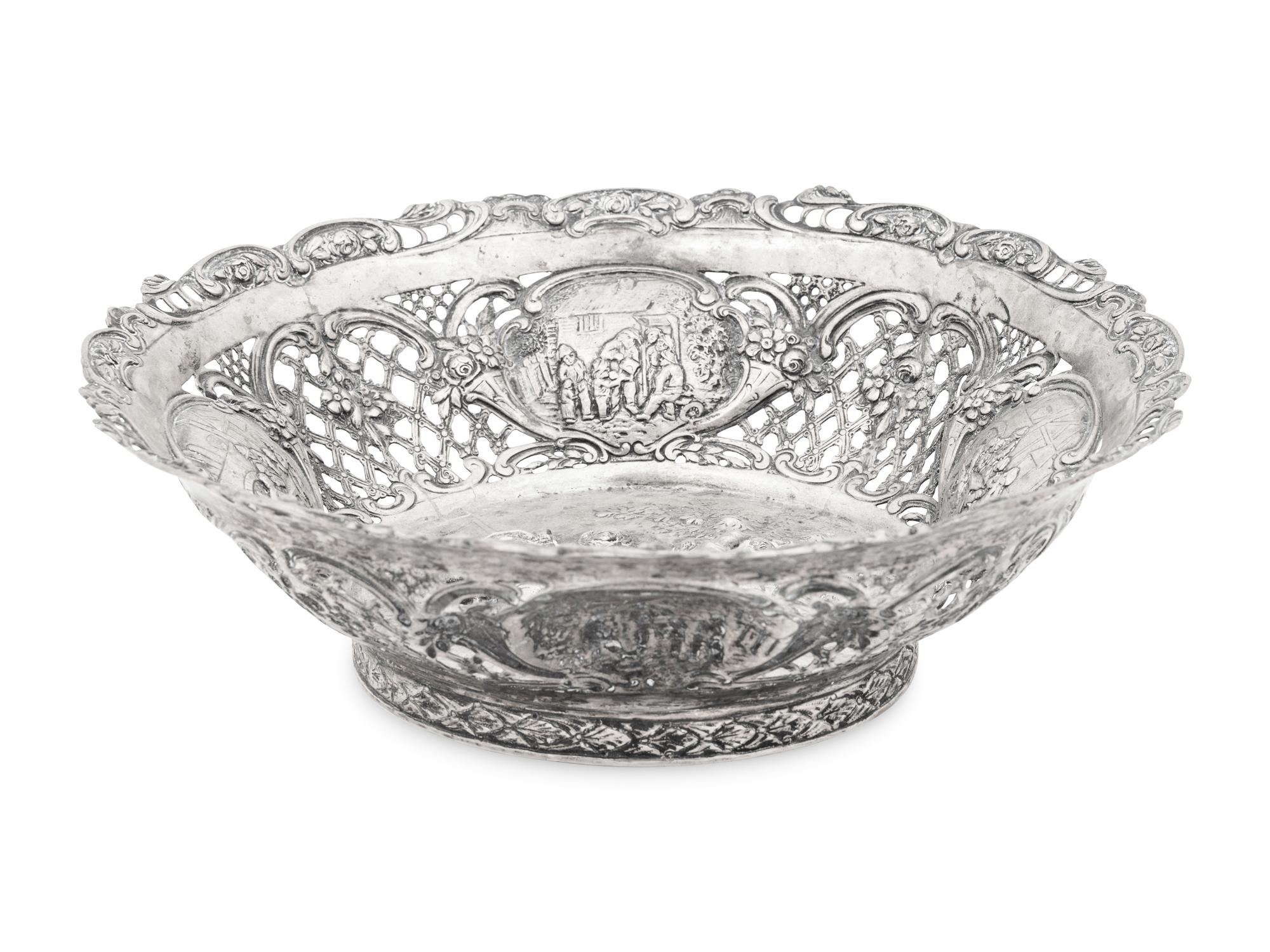 A German Silver Reticulated Basket