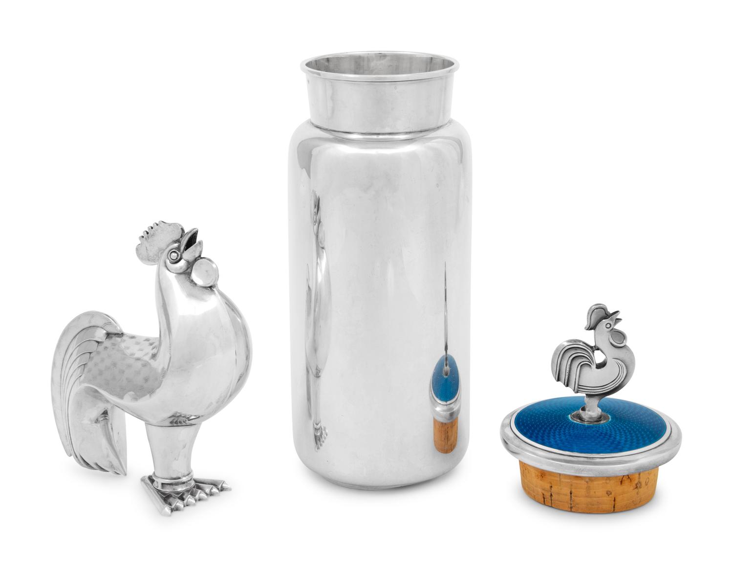 A Norwegian Silver and Enamel Cocktail Shaker