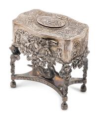 A German Silver Singing Bird Automaton Box