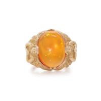 YELLOW GOLD AND FIRE OPAL RING