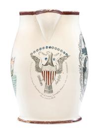 A Liverpool Transfer-Printed Creamware 'Memory of George Washington and the Proscribed Patriots of America' Pitcher with Polychrome Embellishment