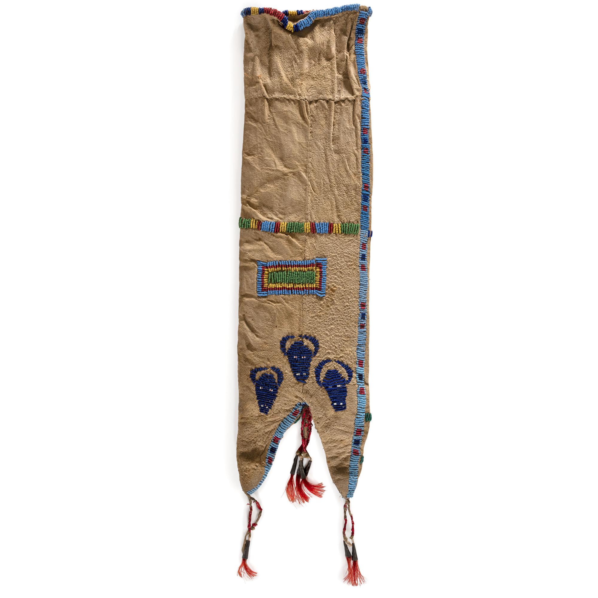 Cheyenne Beaded Hide Tobacco Bag, Pictorial