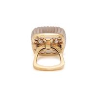 YELLOW GOLD, ROCK CRYSTAL AND DIAMOND RING