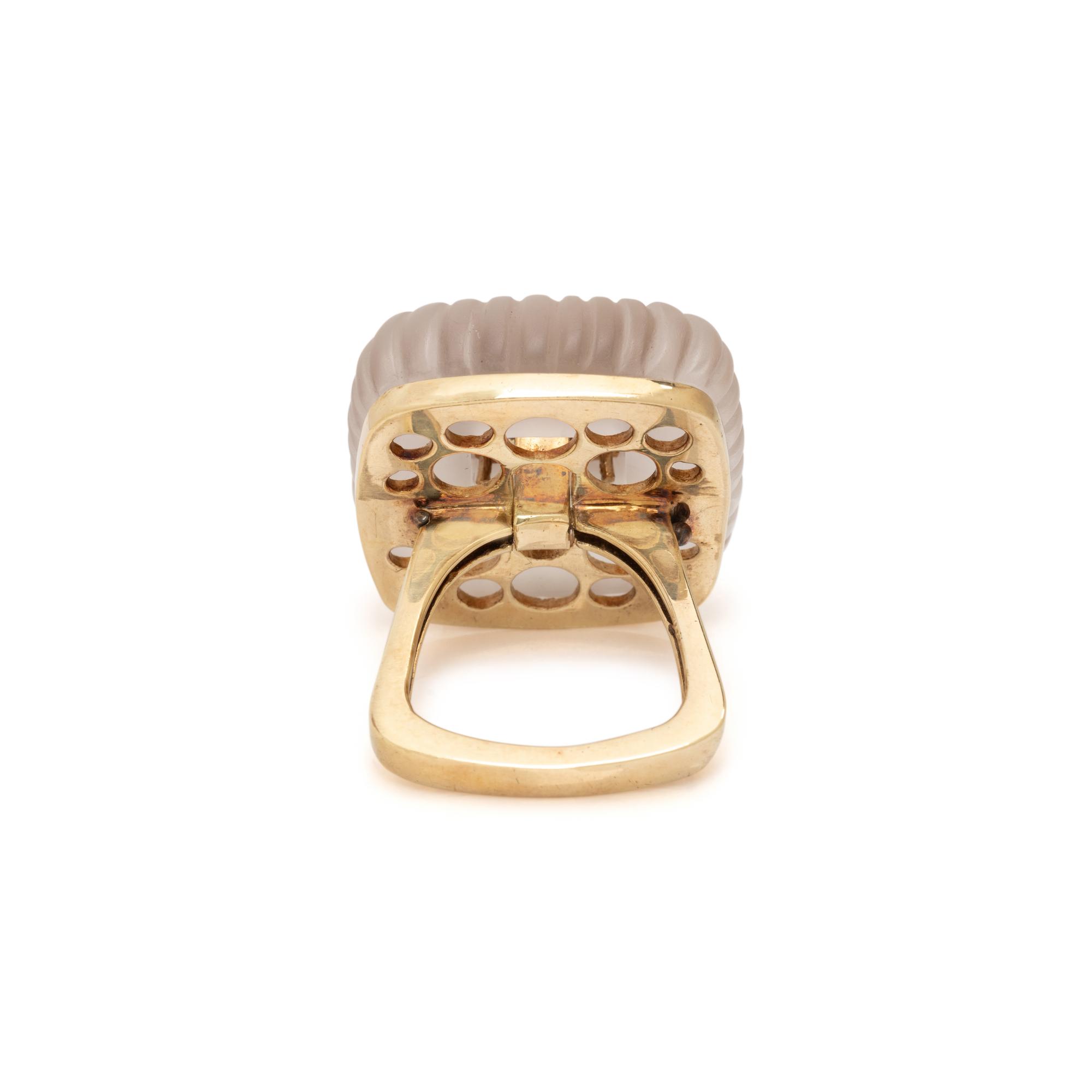 YELLOW GOLD, ROCK CRYSTAL AND DIAMOND RING