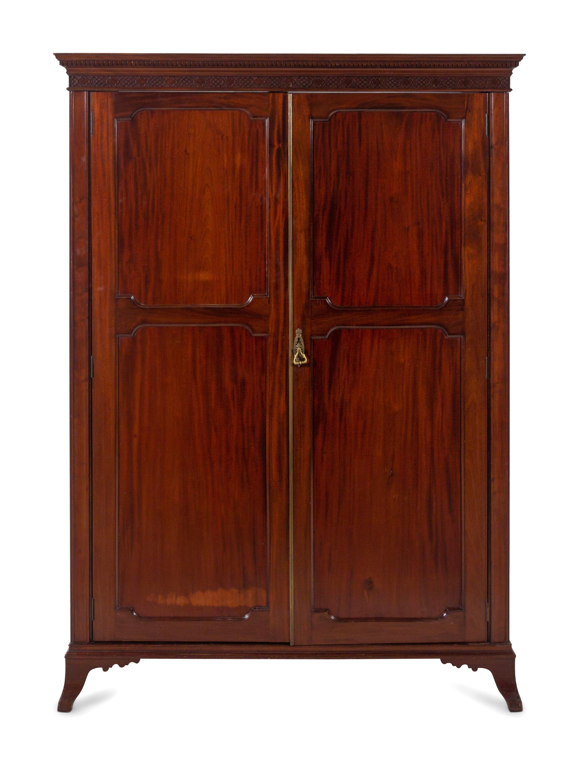 An Edwardian Mahogany Armoire in the Chippendale Taste