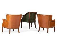 Three Leather Upholstered Armchairs