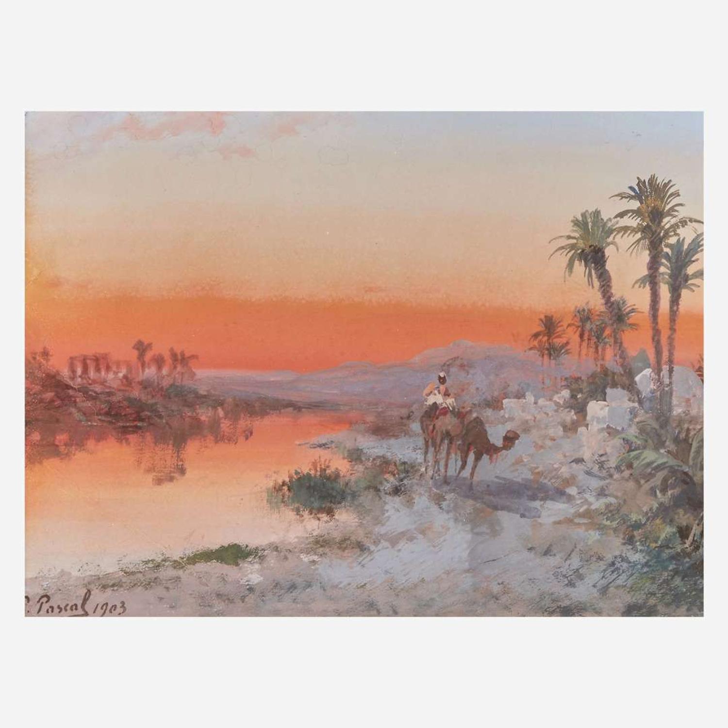 Paul Pascal (French, 1832–1903) Camel Riders Along the Nile; together with three companions
