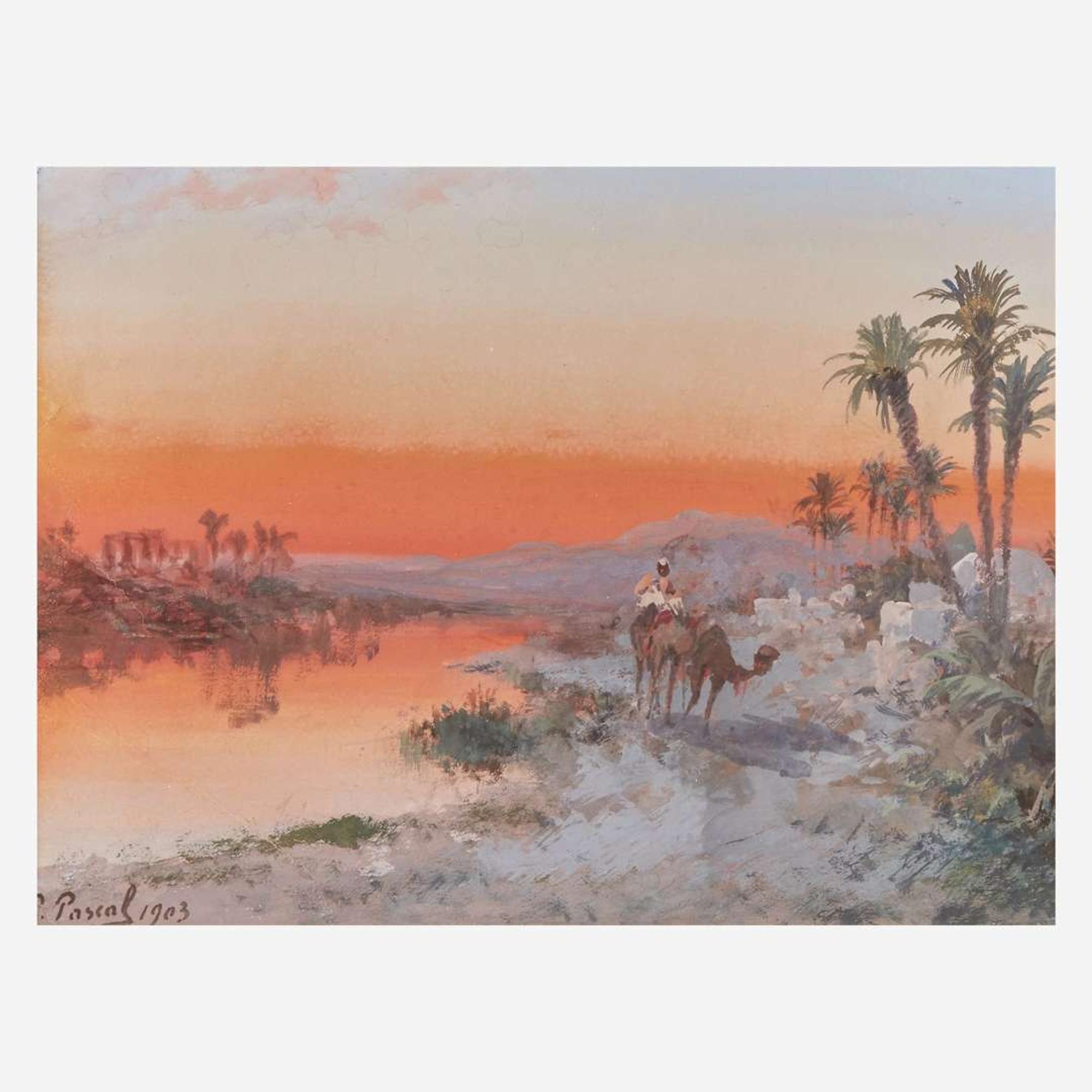 Paul Pascal (French, 1832–1903) Camel Riders Along the Nile; together with three companions