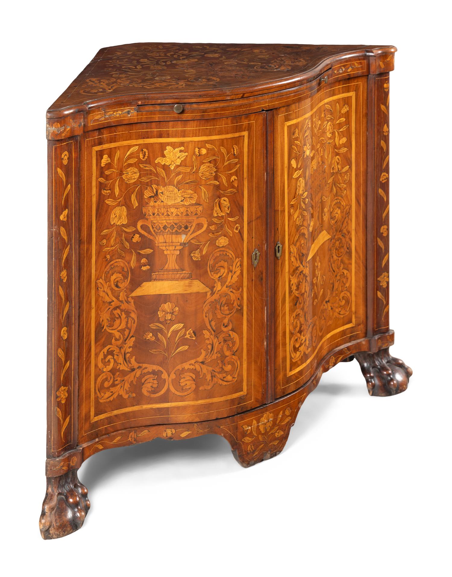 A Dutch Marquetry Corner Cabinet