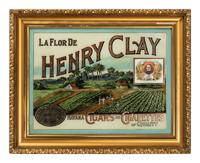 A Henry Clay Cigars & Cigarettes Reverse Painted Glass Advertising Sign