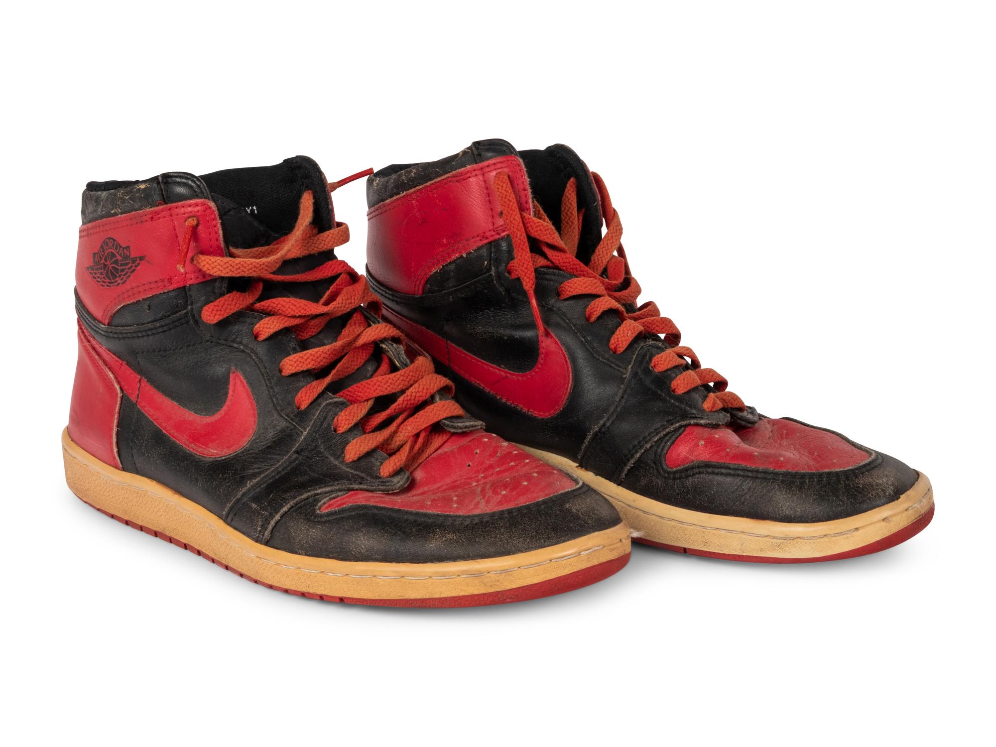 A Pair of Original 1985 Nike Air Jordan 1 Basketball Shoes