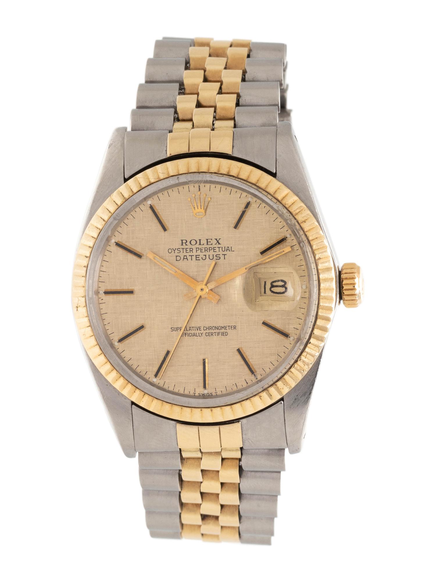 ROLEX, REF. 16013 STAINLESS STEEL AND 14K YELLOW GOLD 'OYSTER PERPETUAL DATEJUST' WRISTWATCH, CIRCA 1979