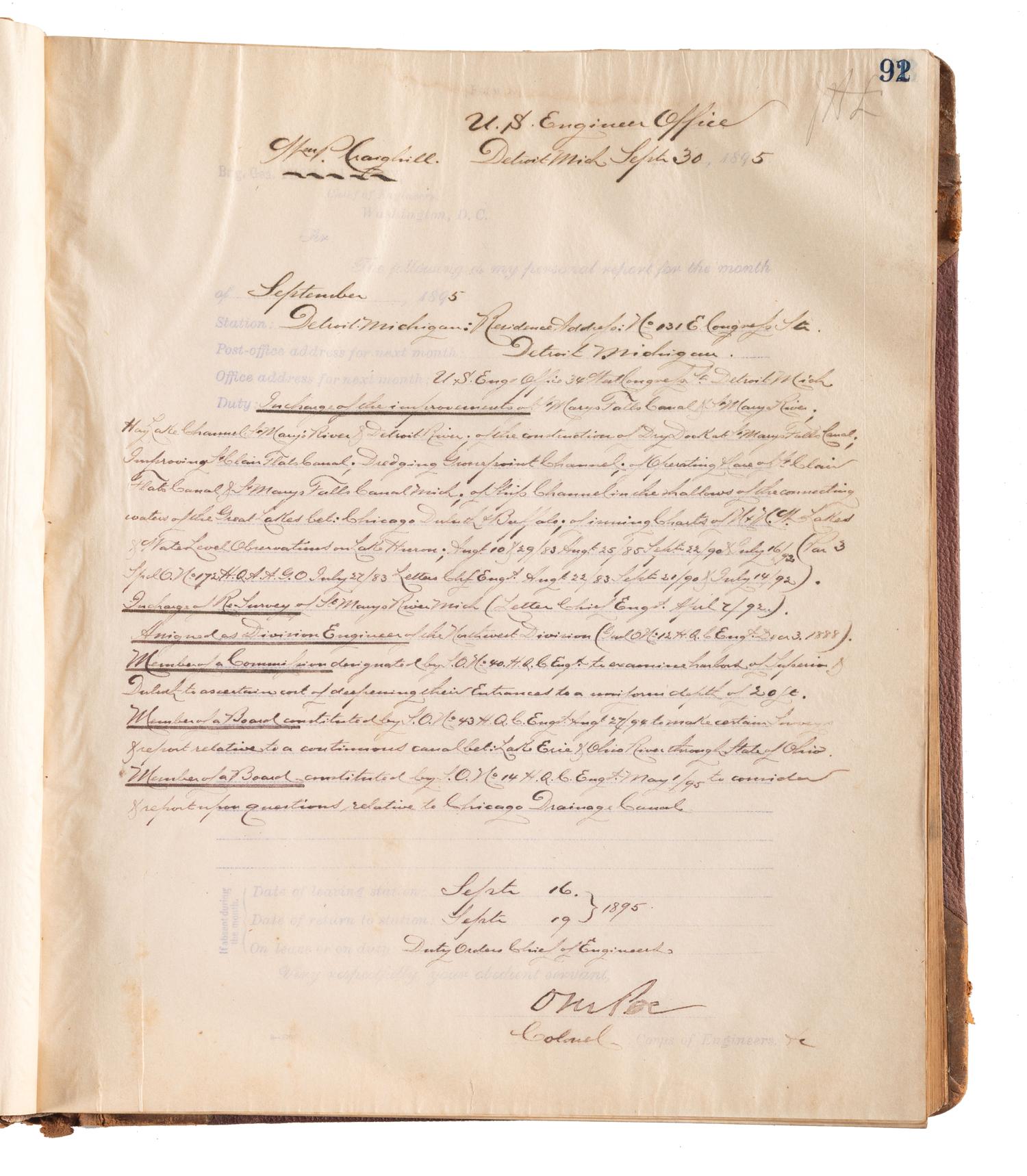 [ENGINEERING] -- [CIVIL WAR]. Group of 3 letterpress copybooks containing ca 1885-1895 correspondence of US Army officer and engineer Orlando Metcalf Poe (1832-1895).