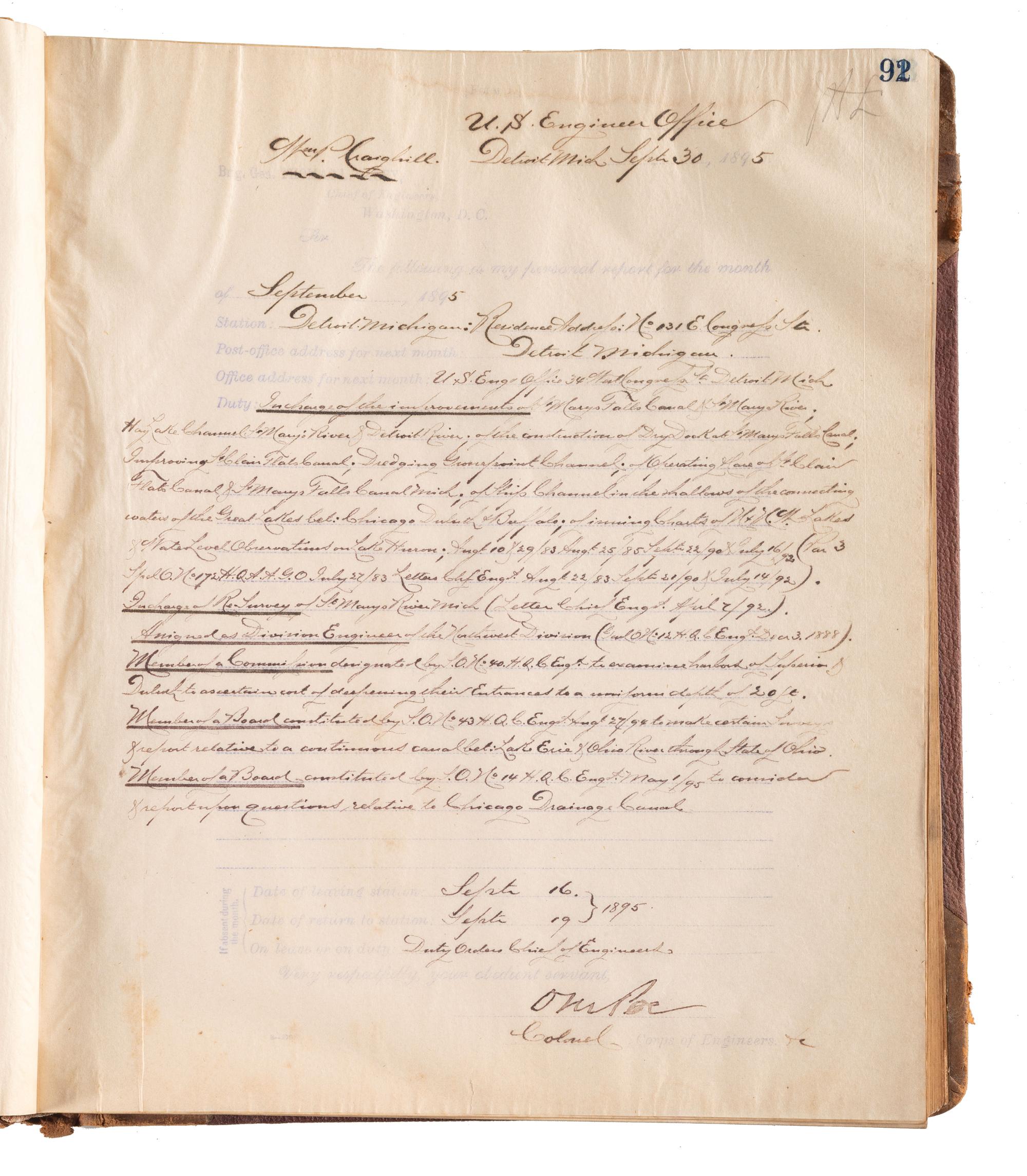 [ENGINEERING] -- [CIVIL WAR]. Group of 3 letterpress copybooks containing ca 1885-1895 correspondence of US Army officer and engineer Orlando Metcalf Poe (1832-1895).