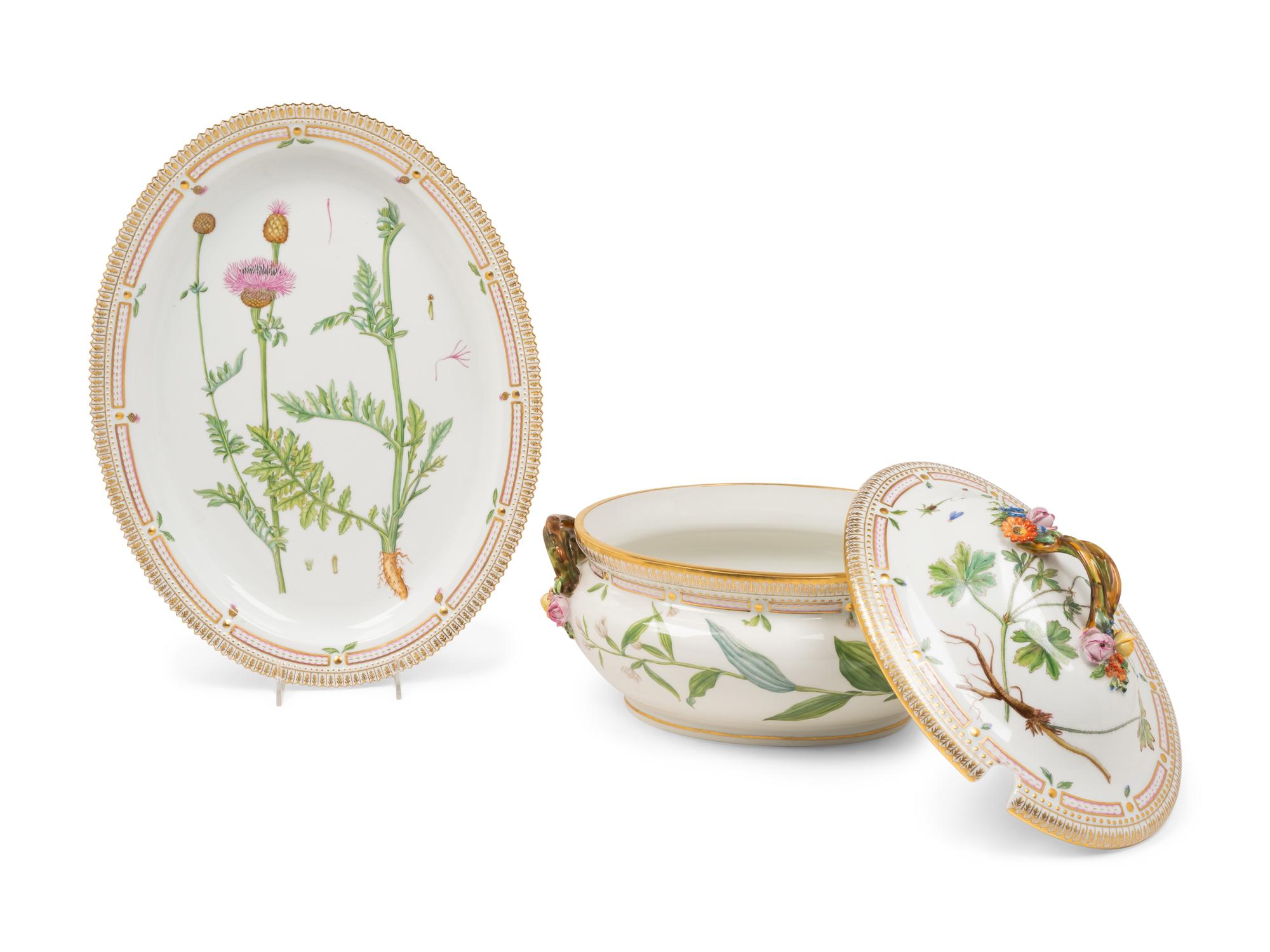 A Royal Copenhagen Flora Danica Porcelain Covered Tureen and Underplate