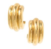 A Pair of 14 Karat Yellow Gold Hoop Earclips, 12.40 dwts.