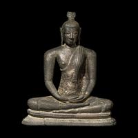 A Bronze Figure of Seated Buddha, Sri Lanka, Anuradhapura Period, 5th-6th Century 五-六世紀 斯里蘭卡阿努拉德普勒時期銅坐佛