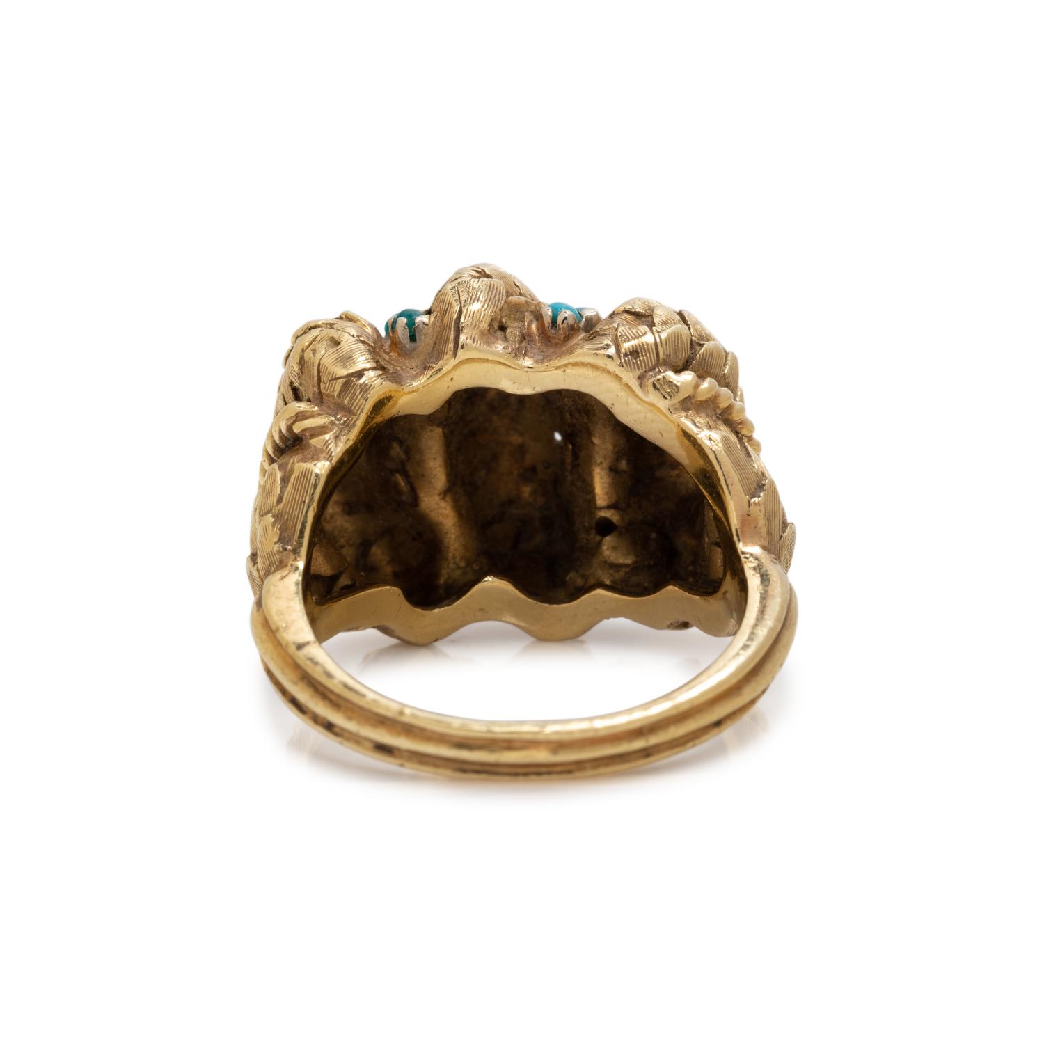 YELLOW GOLD AND TURQUOISE RING