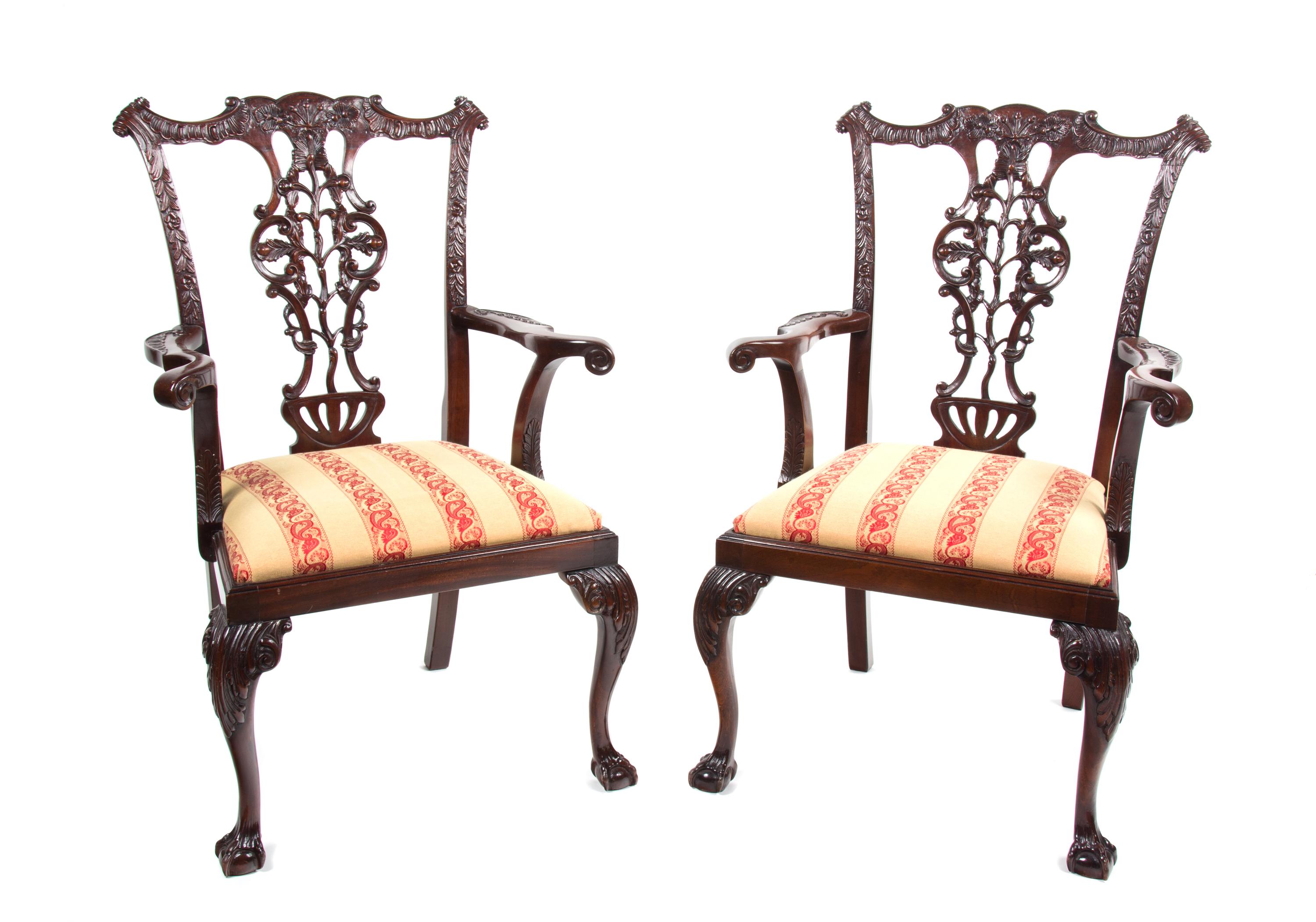 A Set of Twelve Chippendale Style Mahogany Dining Chairs Height 41 inches. — 20TH CENTURY