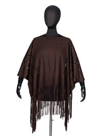 Yves Saint Laurent, Brown Fringed Silk Poncho