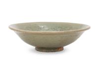 A Chinese Yaozhou Incised Celadon Glazed Porcelain Dish