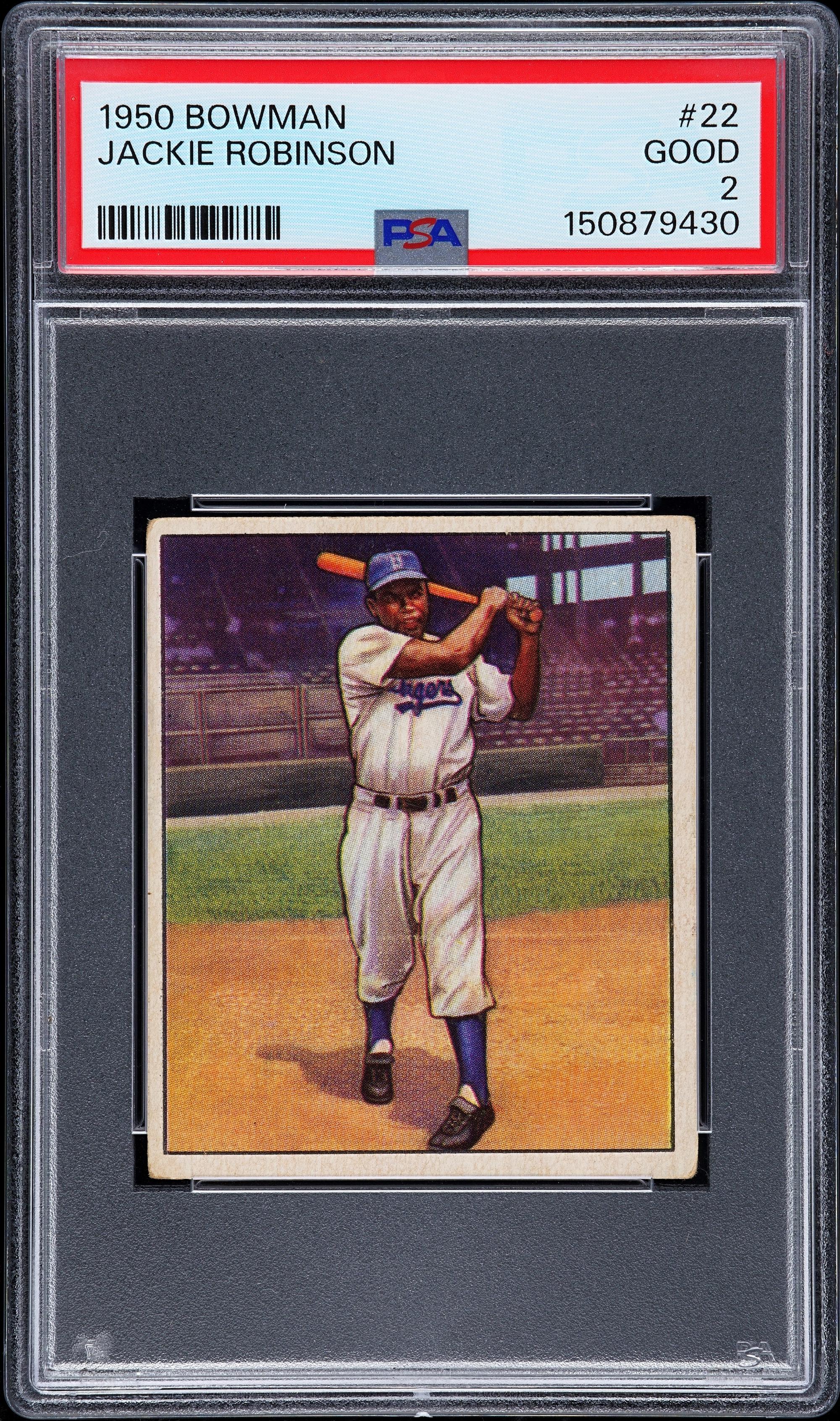 A 1950 Bowman Jackie Robinson Baseball Card No. 22 (PSA 2 GOOD)
