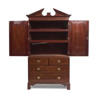 A Chippendale Inlaid Mahogany Linen Press