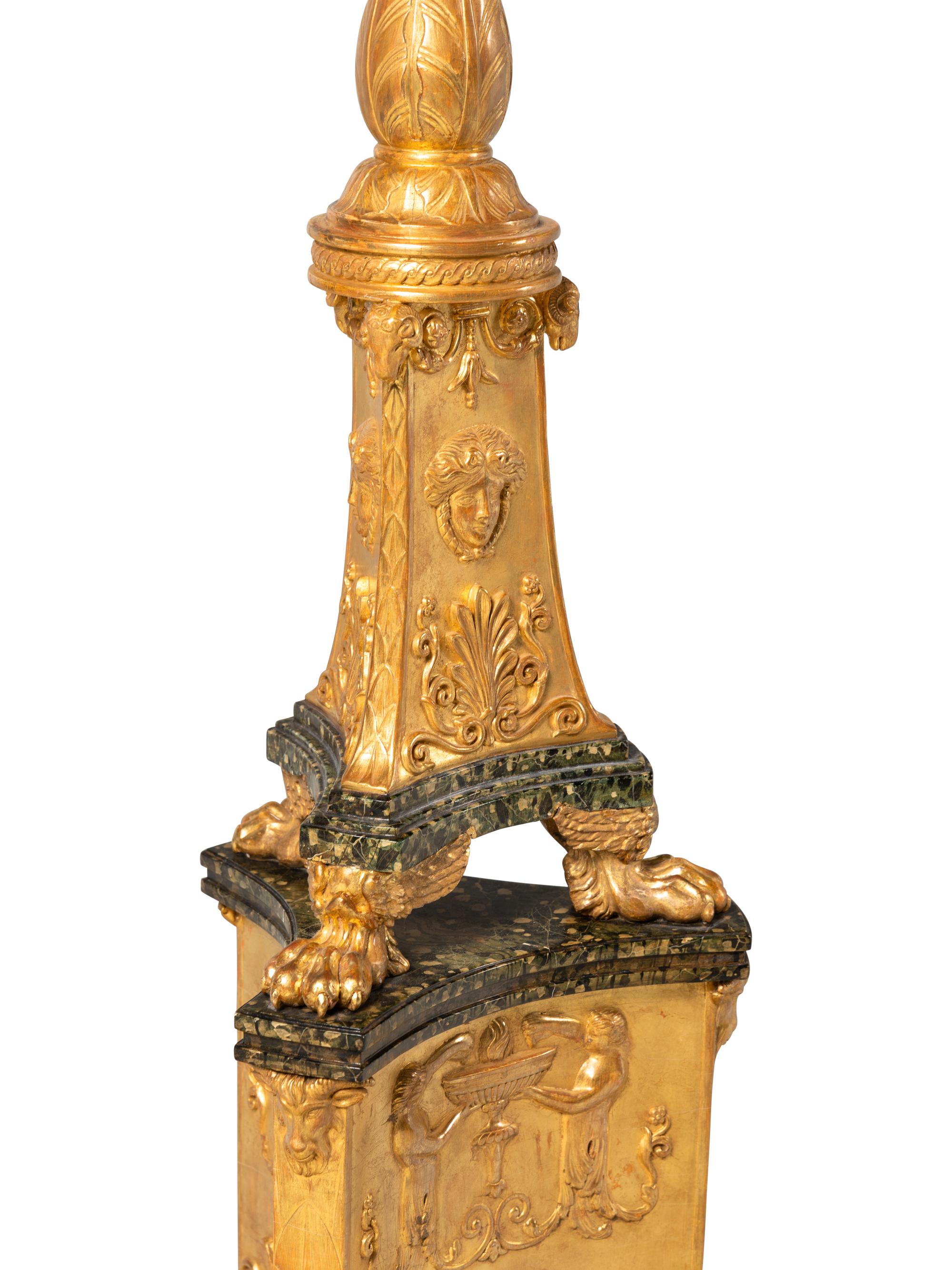 A Pair of Regency Giltwood Torchères