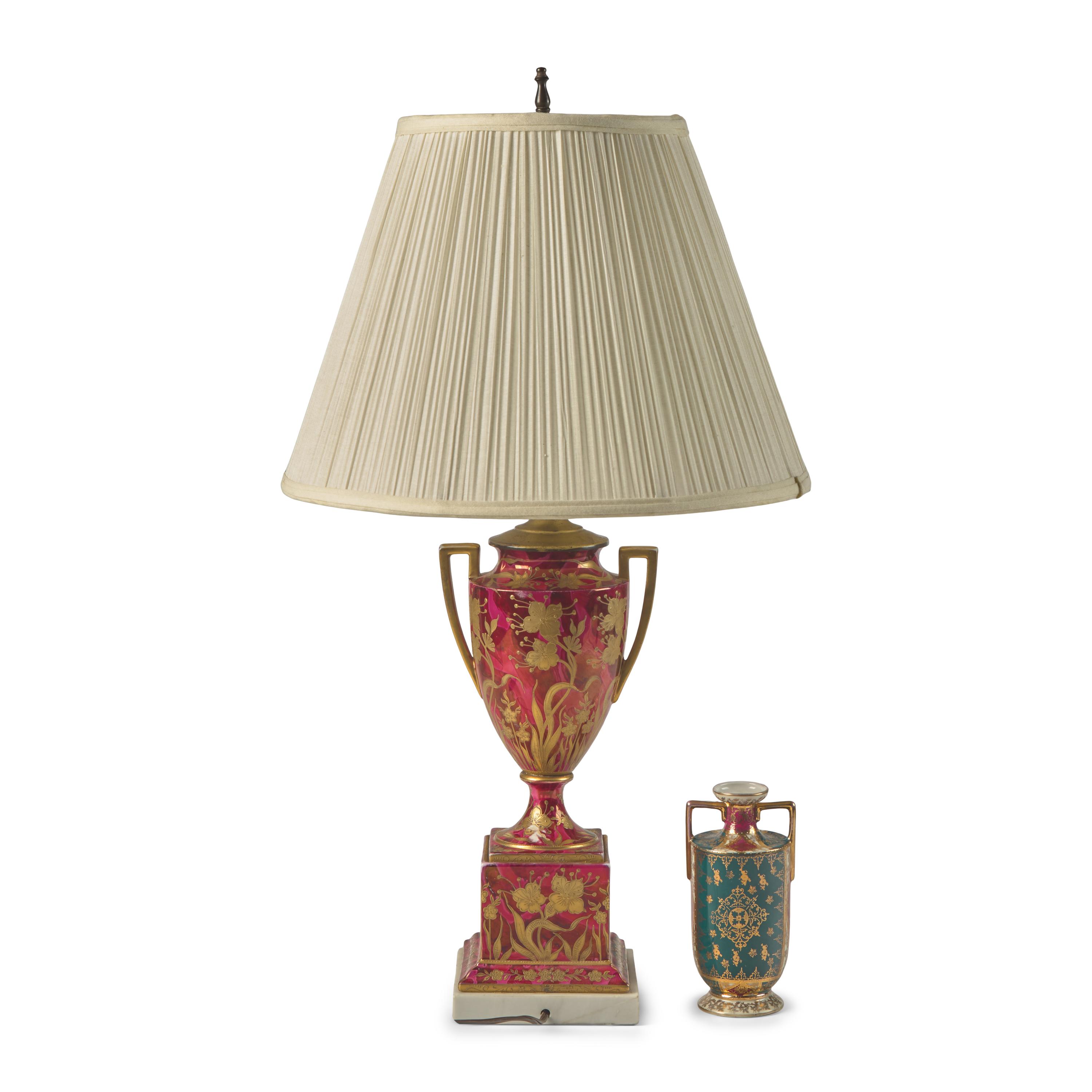 Two Vienna Style Porcelain Vases, One Mounted as a Lamp