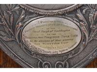 Three English Silver and Silver-Plate Mounted Oak Commemorative Plaques