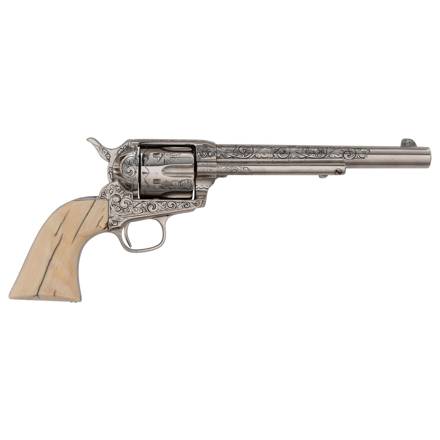 Professionally Restored and Engraved Nickel Plated Colt Single Action Army Revolver