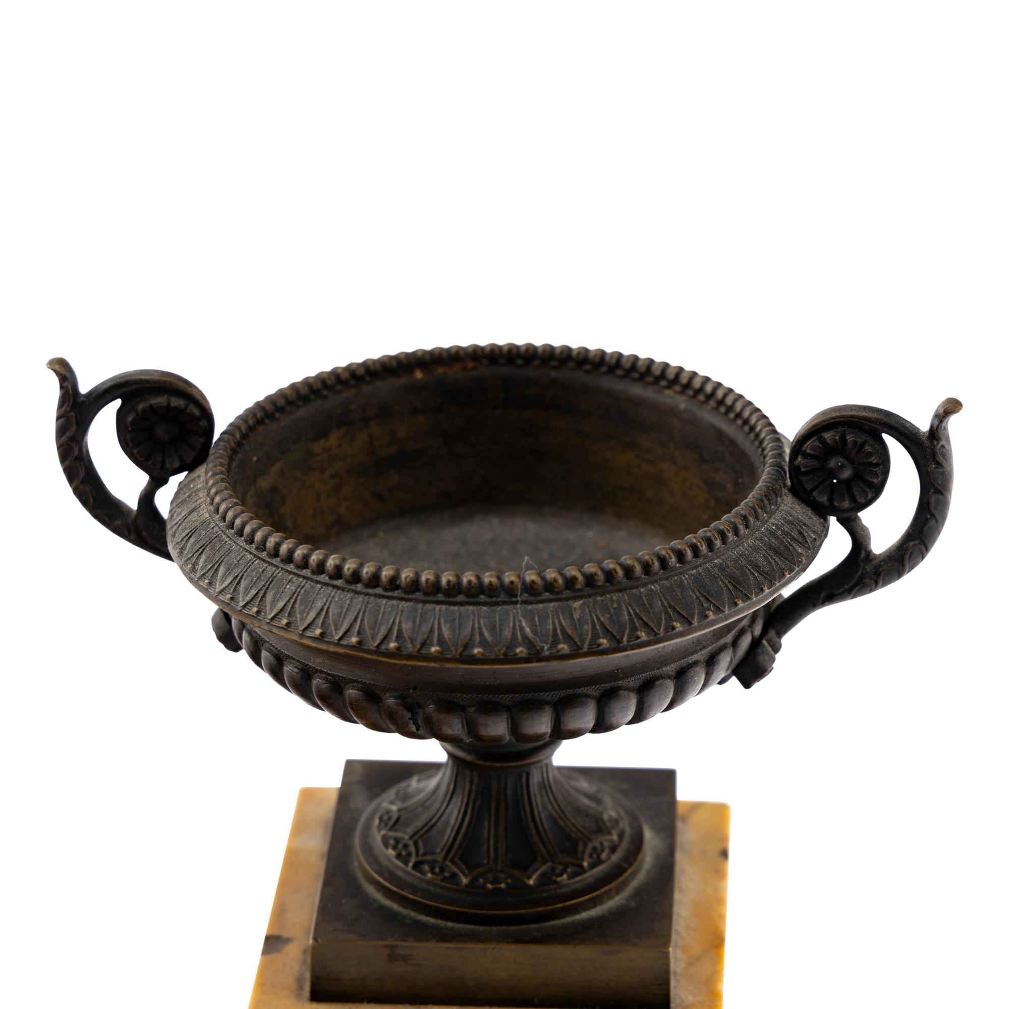 Two Grand Tour Bronze and Marmo Giallo Antico Marble Ornaments