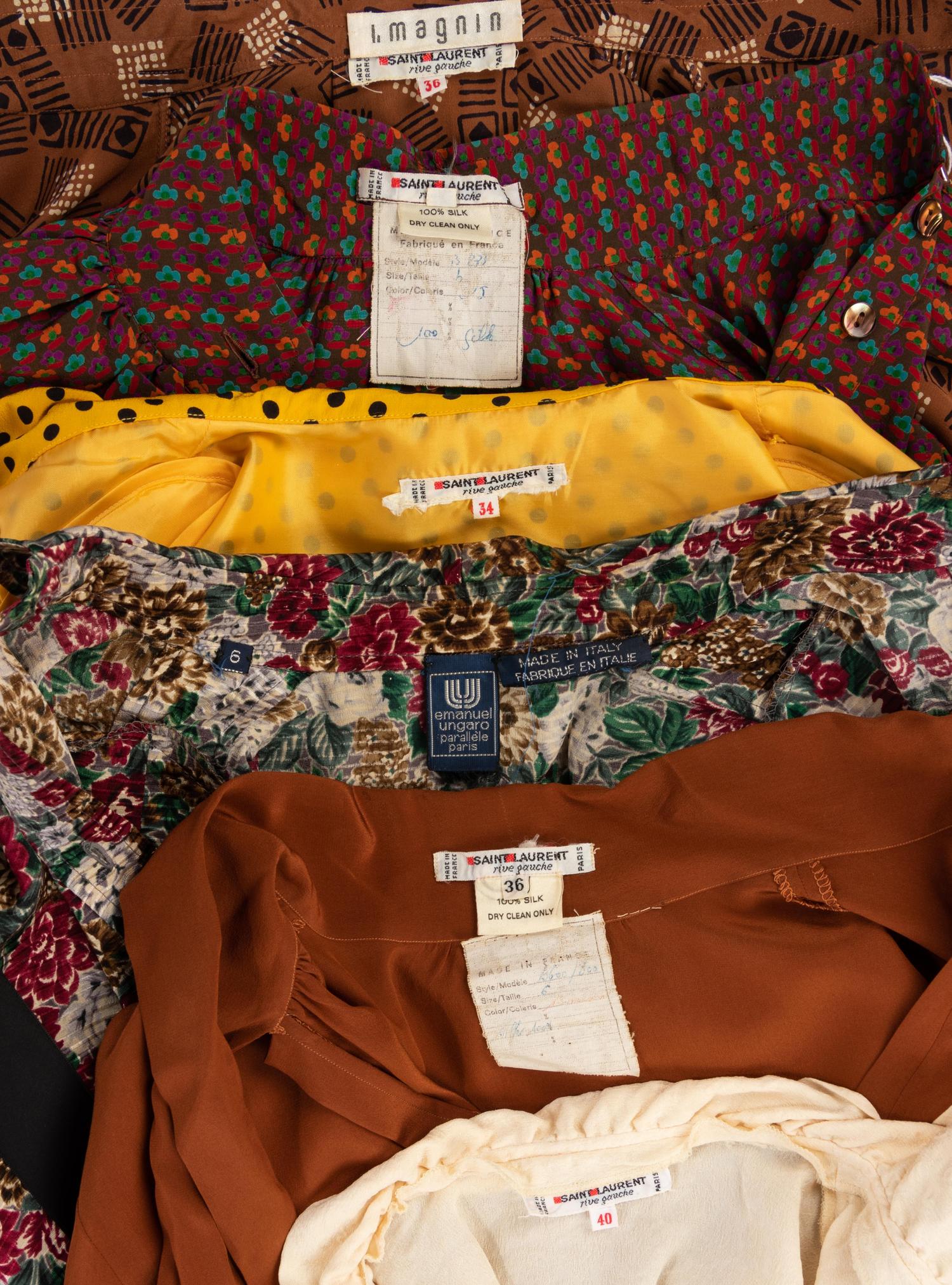 Collection of Six Vintage Designer Blouses, 1970-90s